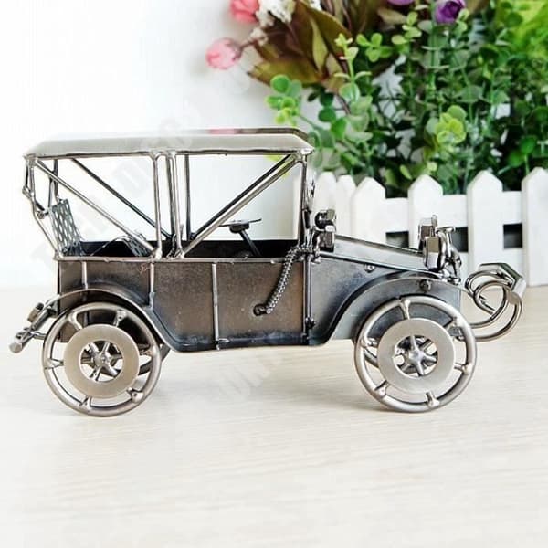 TD® metall retro bilmodell Vintage klassisk bilmodell Antik bilmodell Färg: Silver