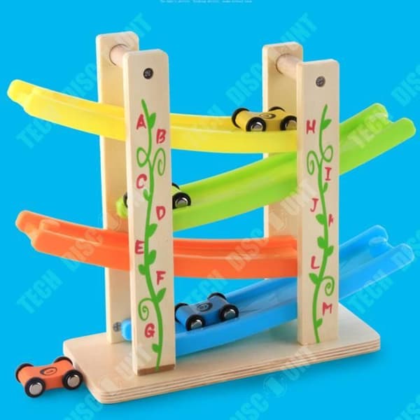 TD® Glidbana bil Tröghetsbana bil Trä babypedagogisk leksak för barn Glidbana bil