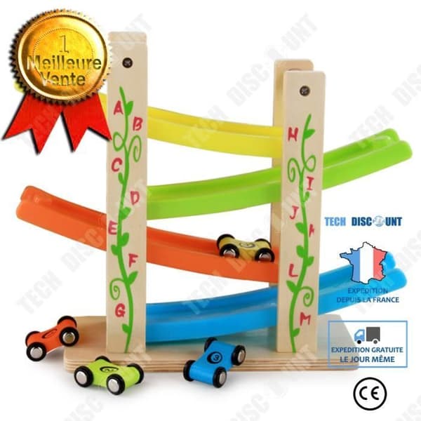 TD® Glidbana bil Tröghetsbana bil Trä babypedagogisk leksak för barn Glidbana bil