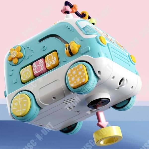 TD® Fun Q Meng pusselbuss tidig utbildning bil barns upplysning elektriskt ljud och lätt universell leksaksbil