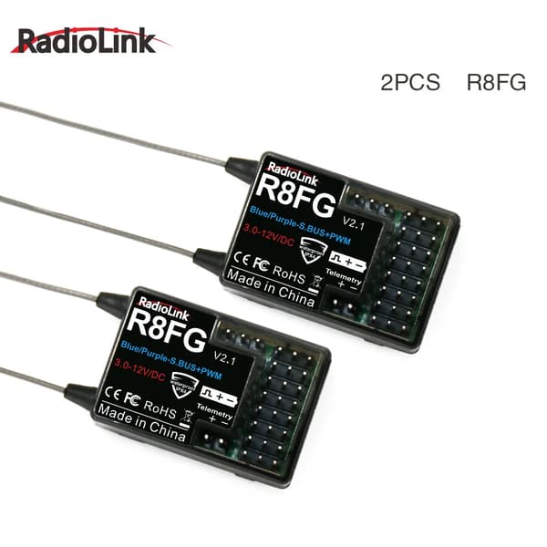 R8FG-mottagare, 8 kanaler, integrerad gyro, realtids telemetri,2PCS R8FG