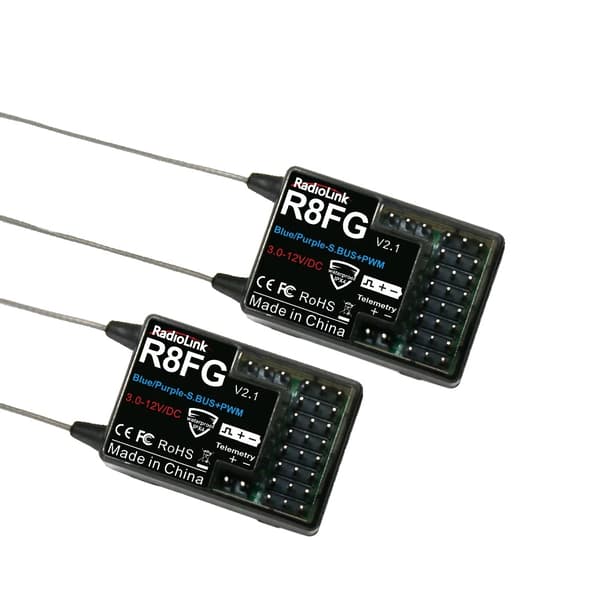 R8FG-mottagare, 8 kanaler, integrerad gyro, realtids telemetri,2PCS R8FG