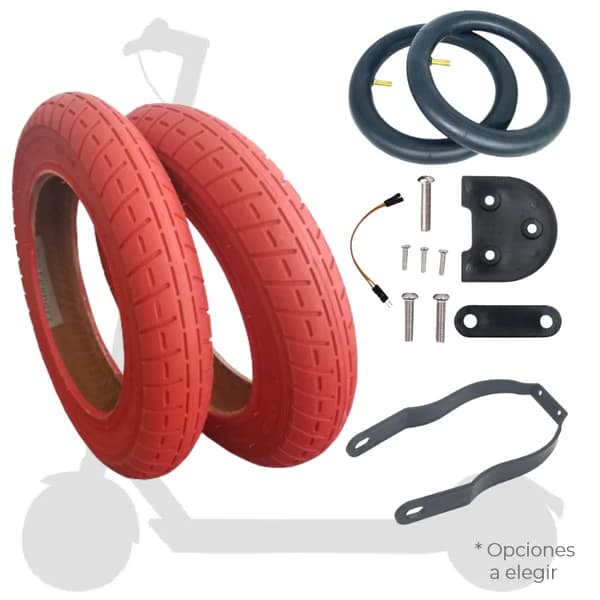 10-tums Röda Scooter Däck, Komplett Installationskit, Kompatibelt med Xiaomi Modeller,Kit Pro2/1S/Mi3 (plast)