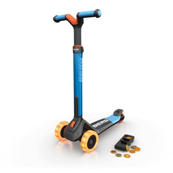 BERG Nexo-løbehjul til børn + Wheel Lights + Magnet-deck Blå