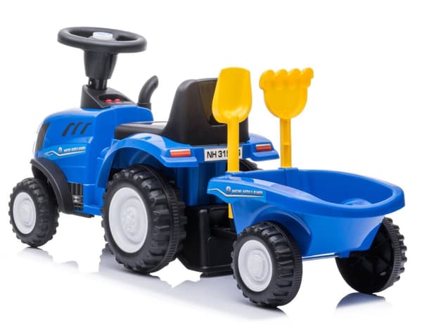 New Holland T7 Gå-Traktor med Trailer och verktyg, Blå