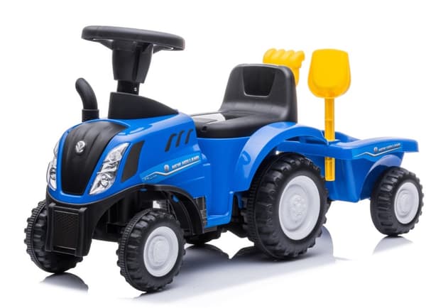 New Holland T7 Gå-Traktor med Trailer och verktyg, Blå