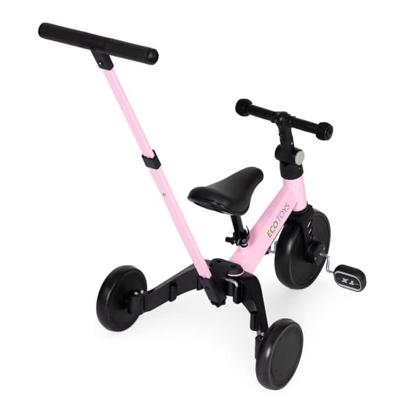 Trehjulet cykel med skubbestang - 59x44x82cm - pink