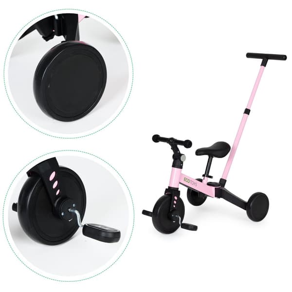 Trehjulet cykel med skubbestang - 59x44x82cm - pink