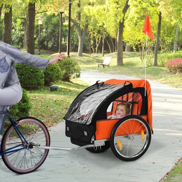 Rootz Children's Bicycle Trailer - Suitable 2 Children - Steel Frame - Seat Carrier - Safety Belt - Children From 18 Months - Oxford Fabric - Steel -