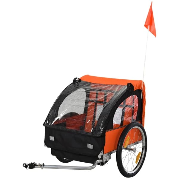 Rootz Children's Bicycle Trailer - Suitable 2 Children - Steel Frame - Seat Carrier - Safety Belt - Children From 18 Months - Oxford Fabric - Steel -