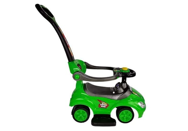 Mega Car 3in1 Green Ride-On med pusher