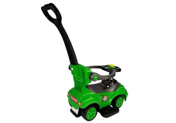 Mega Car 3in1 Green Ride-On med pusher