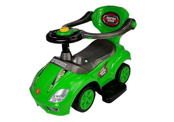Mega Car 3in1 Green Ride-On med pusher