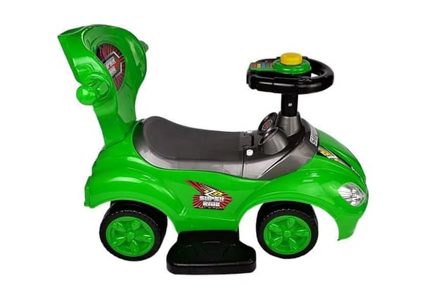 Mega Car 3in1 Green Ride-On med pusher