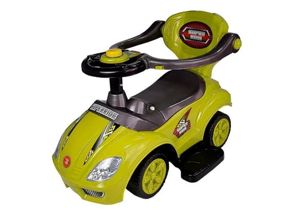 Mega Car 3in1 Yellow Ride-On med pusher