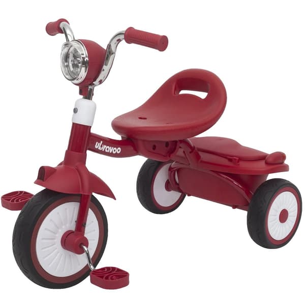 Foldbar Toddler Tricycle, Unikke PU Hjul, Justerbart Sæde,Rød