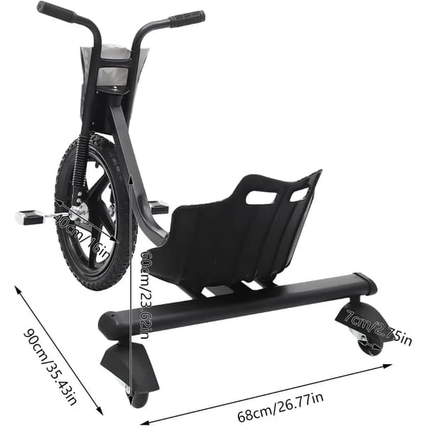 Drift Scooter, Justerbart Säte, 3 Hjul,svart