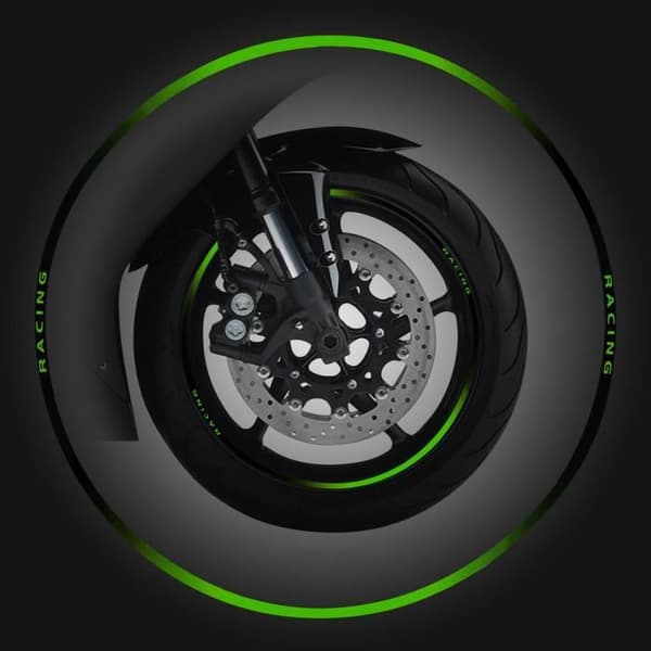 Modulära dekaler för hjulfälg för motorcykelfälgar, Kawasaki Green och Racing Black