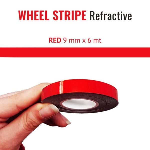 Reflekterande tejper - Ej specificerat - Motorcykelhjul - Röd - 9 mm - 6 meter