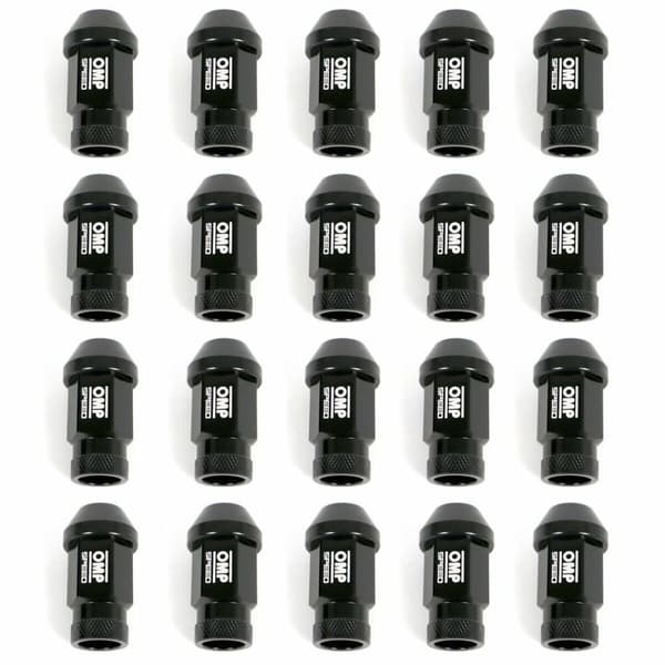 Set Mutterit OMP 7075 40 mm M14 x 1,50 20 uds Musta