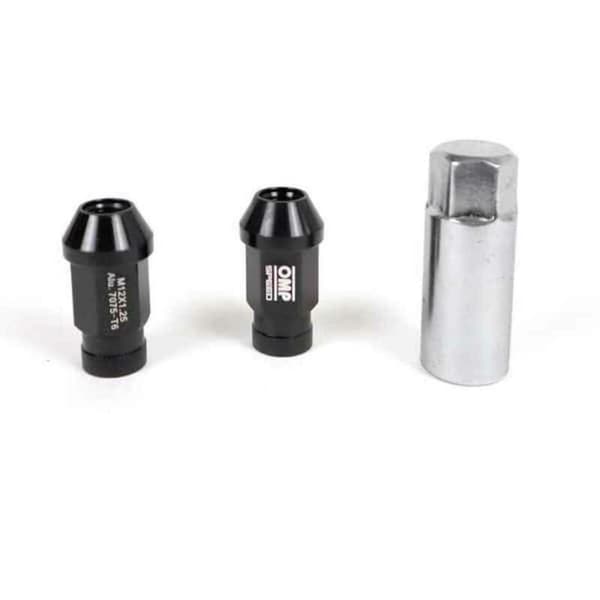Set Mutterit OMP 7075 40 mm M14 x 1,50 20 uds Musta