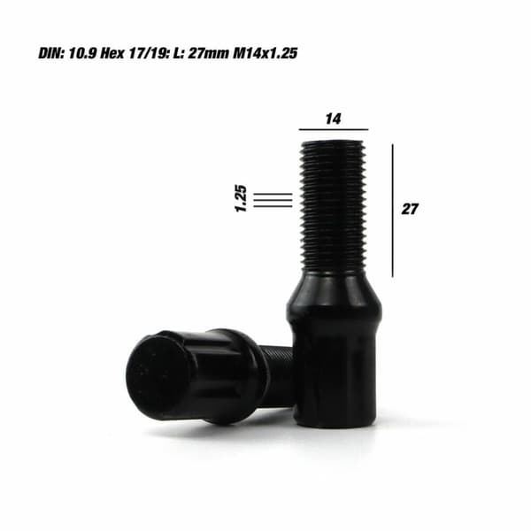 Set Mutterit OMP 27 mm Musta 20 uds M14 x 1,25
