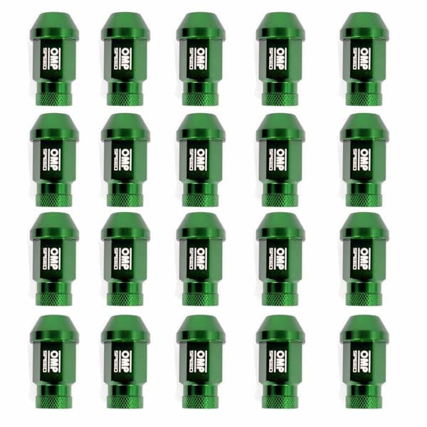 Set Nuttere OMP 7075 40 mm M14 x 1,50 20 uds Grønn
