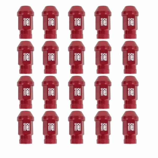 Set Mutterit OMP 7075 40 mm M14 x 1,50 20 uds Punainen