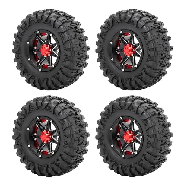 AXSPEED RC Crawler Hjulfælge, Aluminiumlegering, 120mm Gummidæk,Nr. 24 Blå No. 24 Red