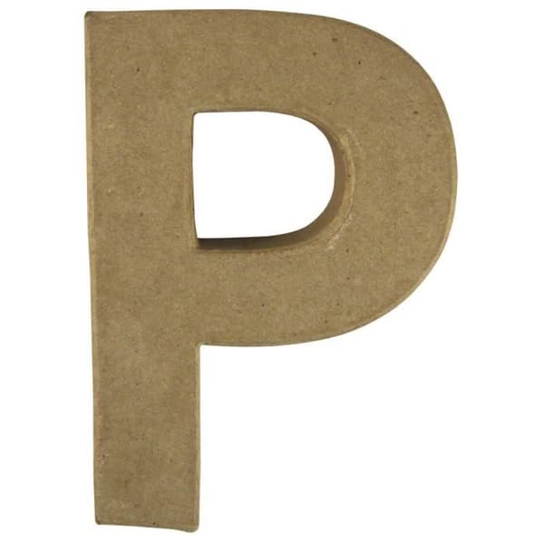Pappersmaché bokstaven "P" FSC återvunnen 100 %, 15x10,5x3 cm