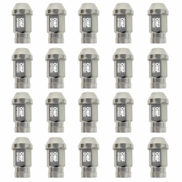 Set Mutterit OMP 7075 M12 x 1,25 40 mm 20 uds Antrasiitinharmaa
