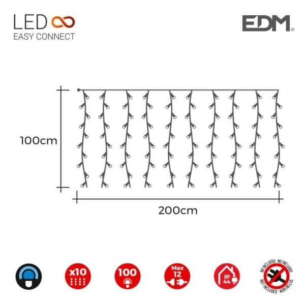 Lättansluten krans 2x1mts 10 band med 100 blå lysdioder 30v (inomhus utomhusanvändning) edm totalt 1,8w