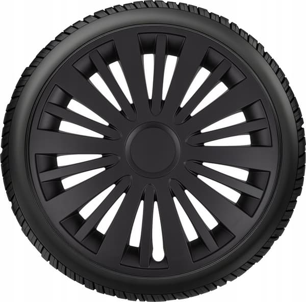 16" UNIVERSAL NAVKAPSLER TIL STÅLFÆLGE SORT SÆT MED 4