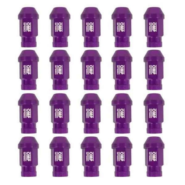 Set Mutterit OMP 7075 M12 x 1,25 40 mm 20 uds Violetti