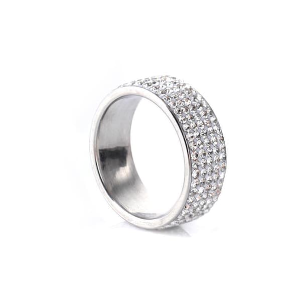 Vacker ring med Zirkon strass guld och silver