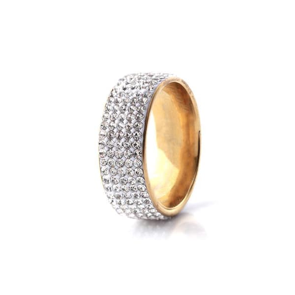 Vacker ring med Zirkon strass guld och silver