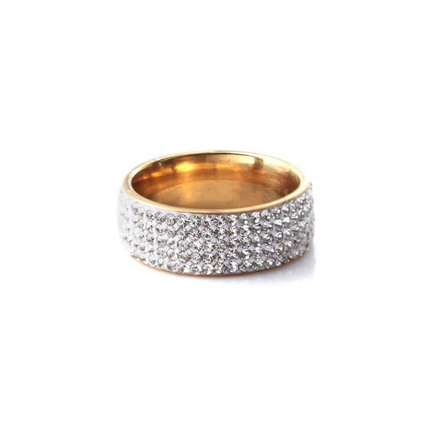 Vacker ring med Zirkon strass guld och silver