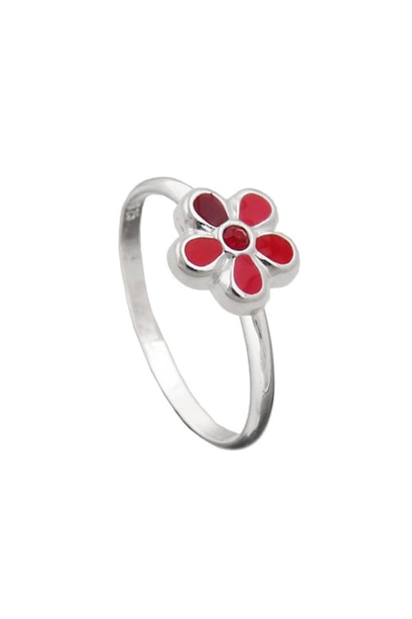 Ring For Children Red Flower Silver 925 - GL91631-42