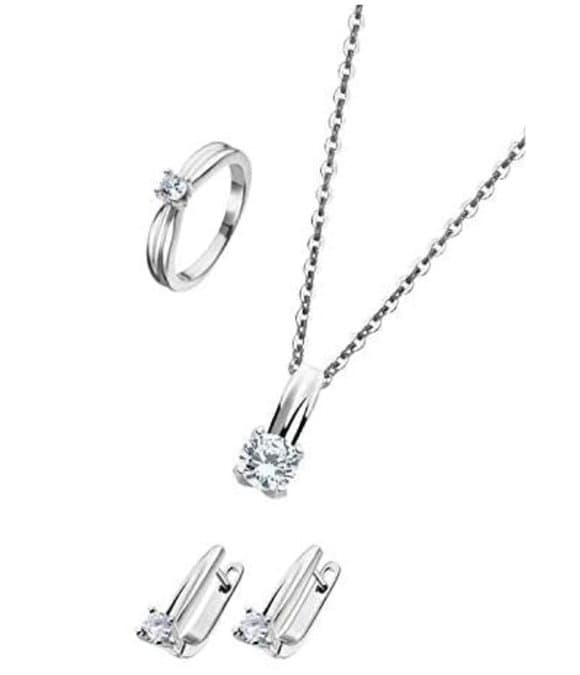 Lotus Silver Ladies rings earrings neck jewelry jewellery sets ear jewellery LP3119-6/316