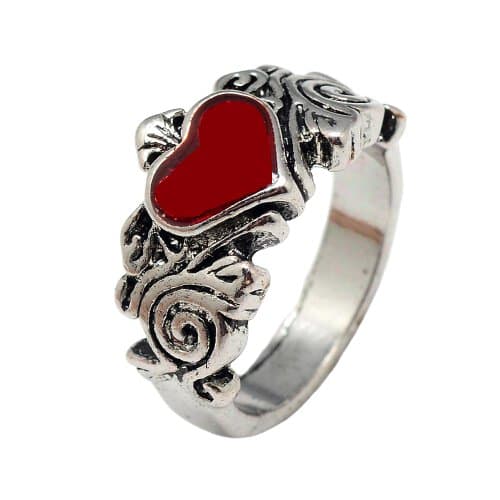 1 unisex antiksilver alloy ring rött hjärta