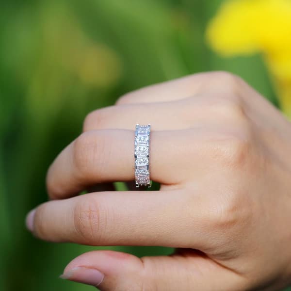 Handgjord 925 silverpläterad ring med zircon för kvinnor diamant
