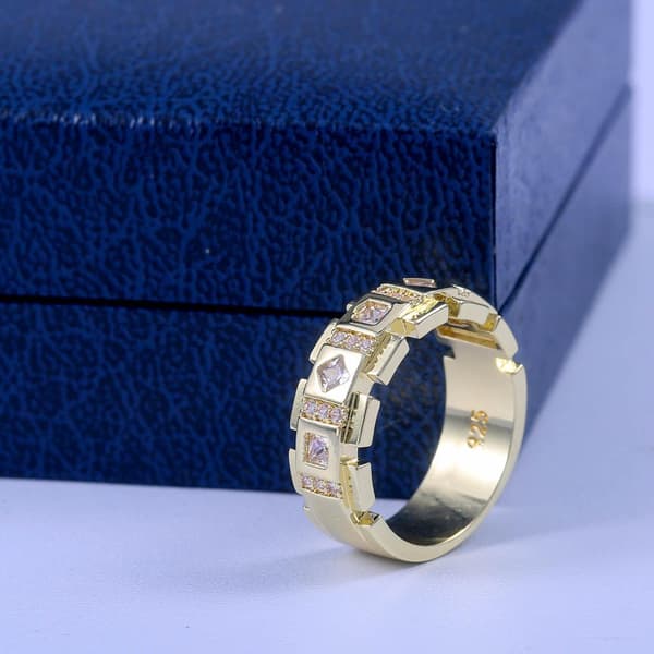 Forgyldt håndlavet ring til mænd i Zirconia-gave