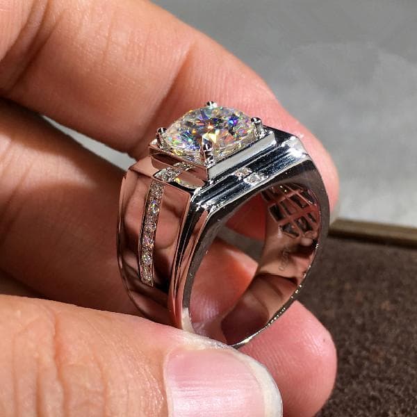 Handgjorda breda ringar Zircon 925 silver gåva US 10 Size (19,8 mm i diameter)