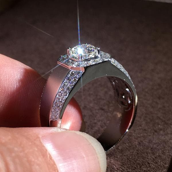 Handgjorda breda ringar Zircon 925 silver gåva