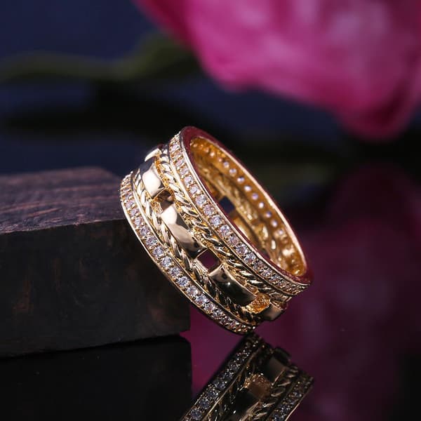 Handgjorda breda ringar Zircon 925 silver gåva