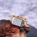 Miniatyrbild 7 av 10: 18 karat guldpläterad ring för män med zircon