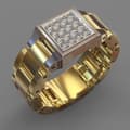 Miniatyrbild 6 av 10: 18 karat guldpläterad ring för män med zircon