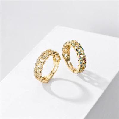 Justerbar ring med guldplätering och färgade stenar i zircon