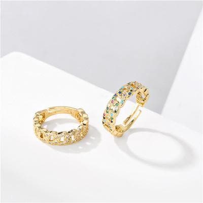 Justerbar ring med guldplätering och färgade stenar i zircon