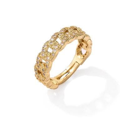 Justerbar ring med guldplätering och färgade stenar i zircon